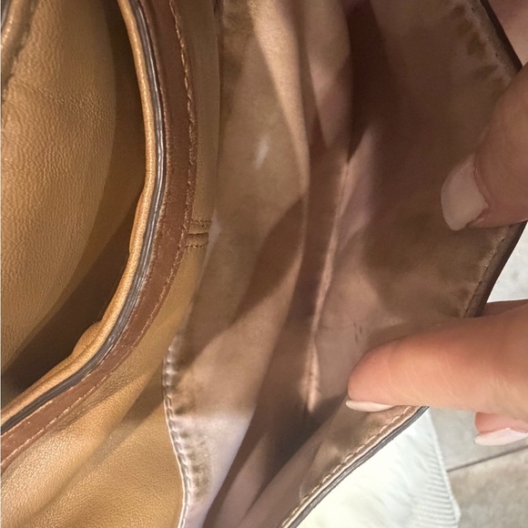 COACH Alexandra Chain Brown & Camel Leather Large Tote HandBag - Picture 7 of 9